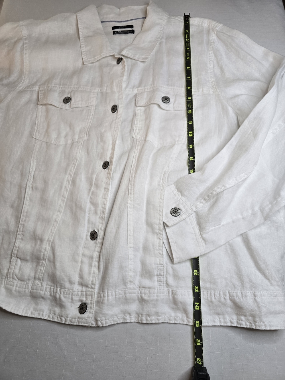 Linen White Lightweight Button-Front Crisp Coastal Jacket - Picture 6 of 10
